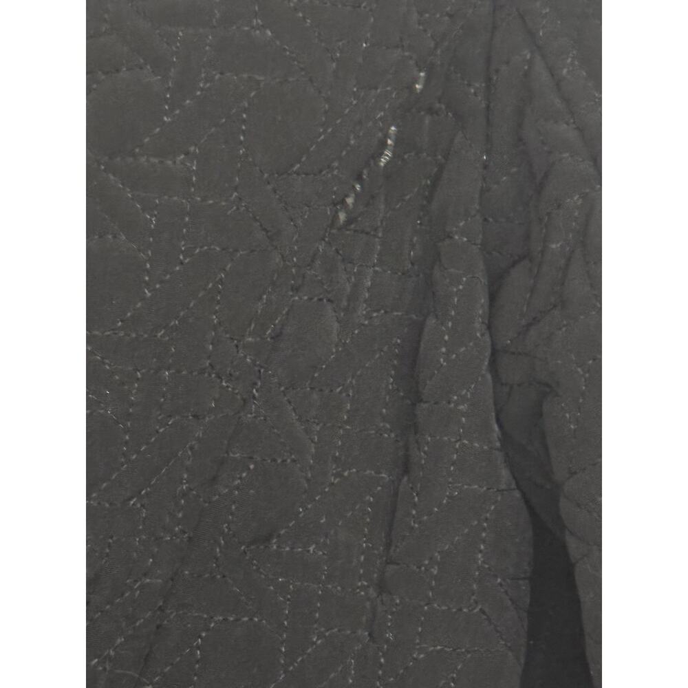 Gallery Petite Black Quilted Jacket Small Zip Front Structured Coat - Picture 8 of 10